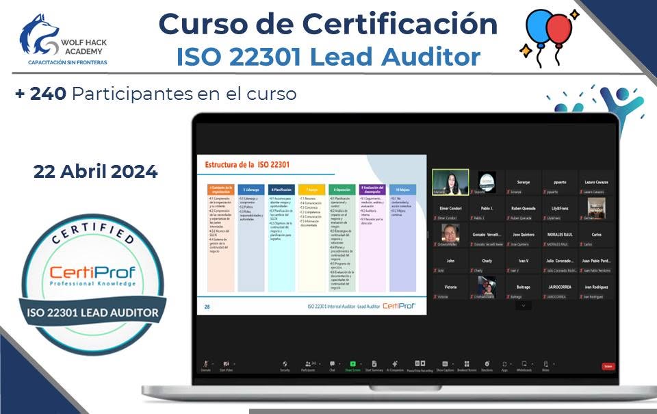 Evidencia visual de ISO 22301 Lead Auditor